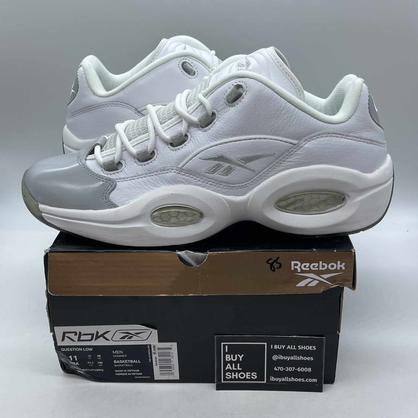 Size 11 - Reebok Question Low White Grey (GZ0366)