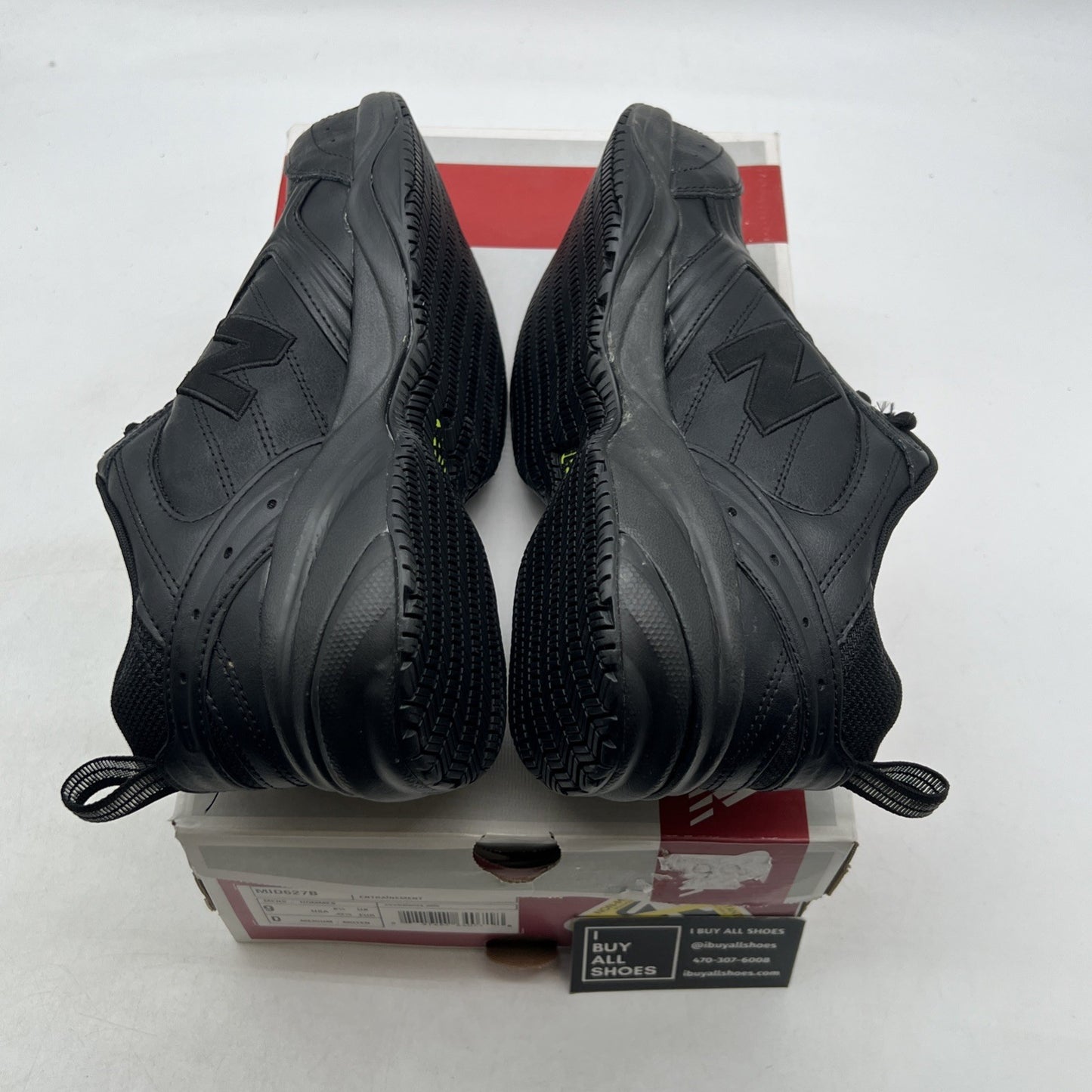 Size 9 - New Balance Steel Toe 627 Leather Triple Black (MID627B)