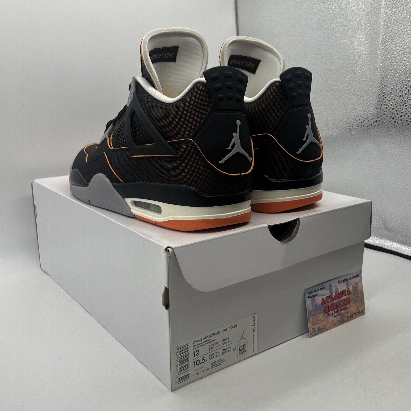 Size 12 - Air Jordan 4 Retro Starfish W Black Grey Orange (CW7183-100)