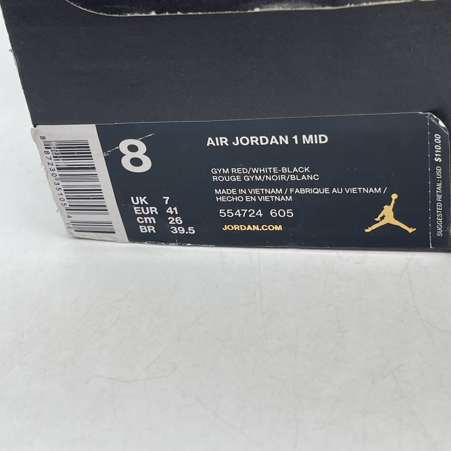 Size 8 - Air Jordan 1 Mid Gym Red (554724-605)