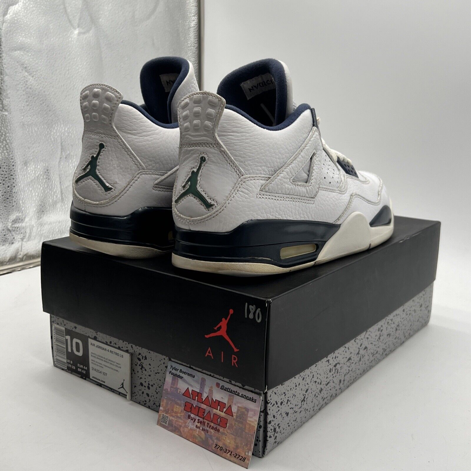 Size 10 - Air Jordan 4 Retro LS Columbia White Navy Leather (314254-107)