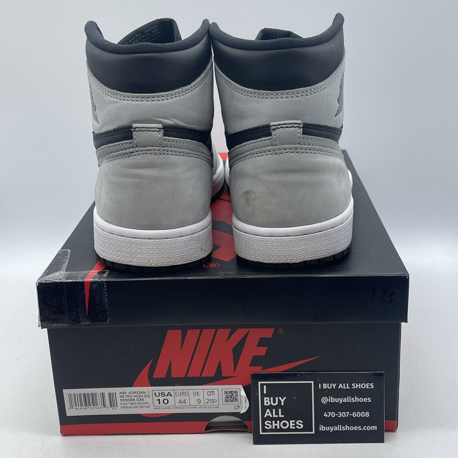Size 10 - Jordan 1 Retro OG High Shadow 2.0 Grey Black Suede (555088-035)