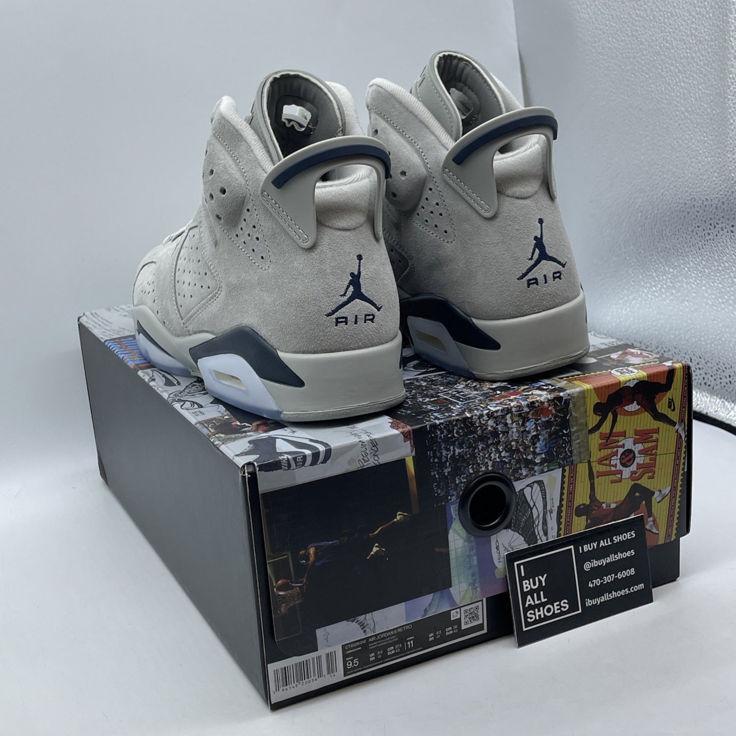 Size 9.5 - Jordan 6 Retro Mid Georgetown Grey Blue Suede (CT8529-012)