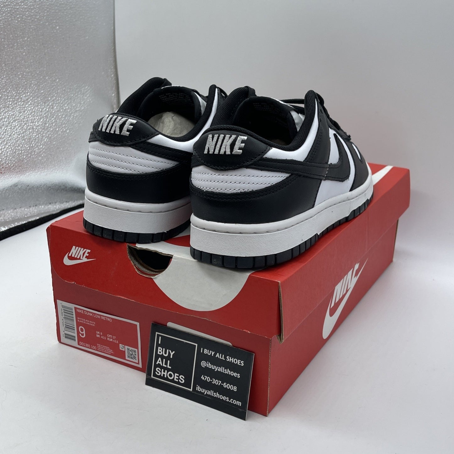 Size 9 - Nike Dunk Low Black White Leather (DD1391-100)