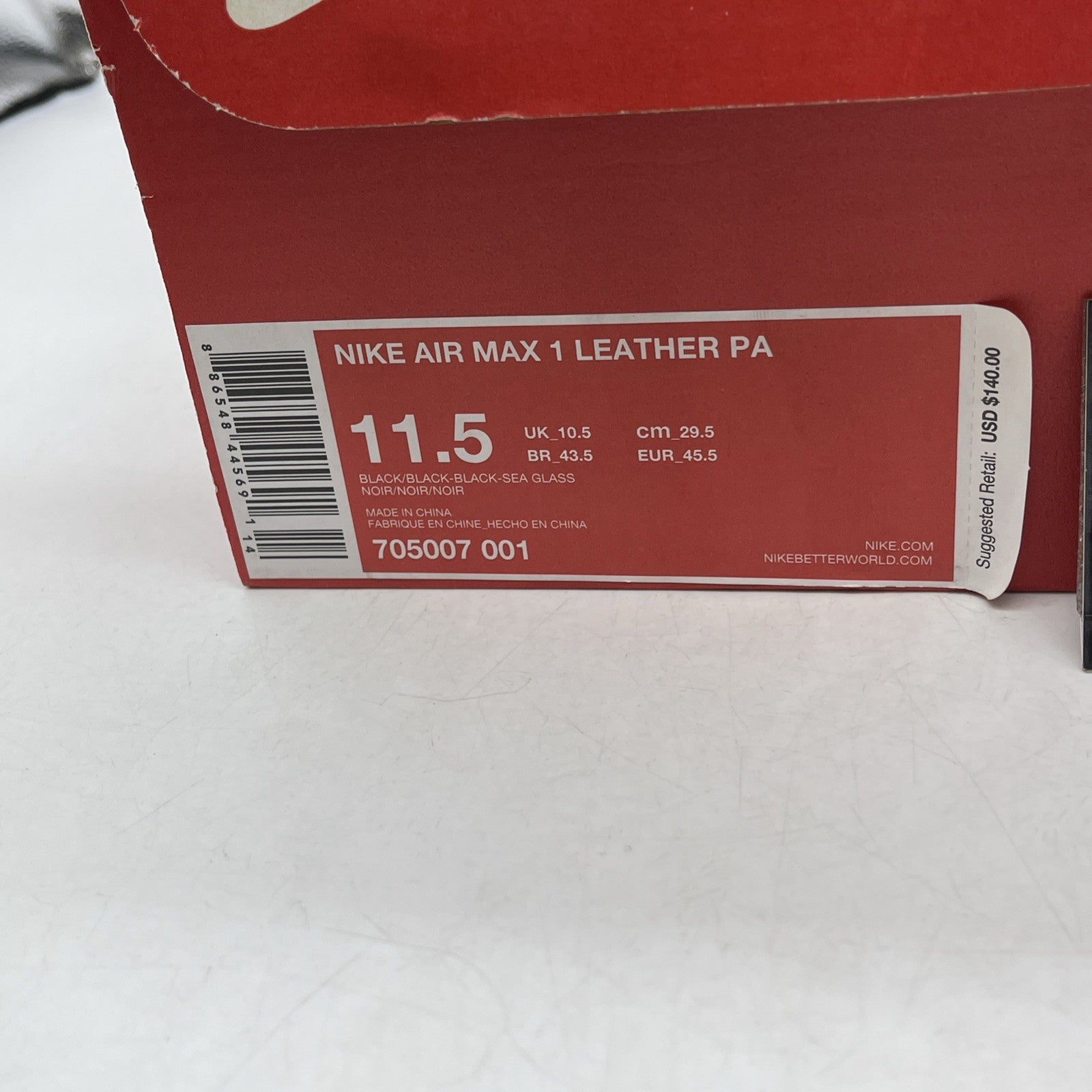 Size 11.5 - Nike Air Max 1 Leather Pa Caviar (705007-001)