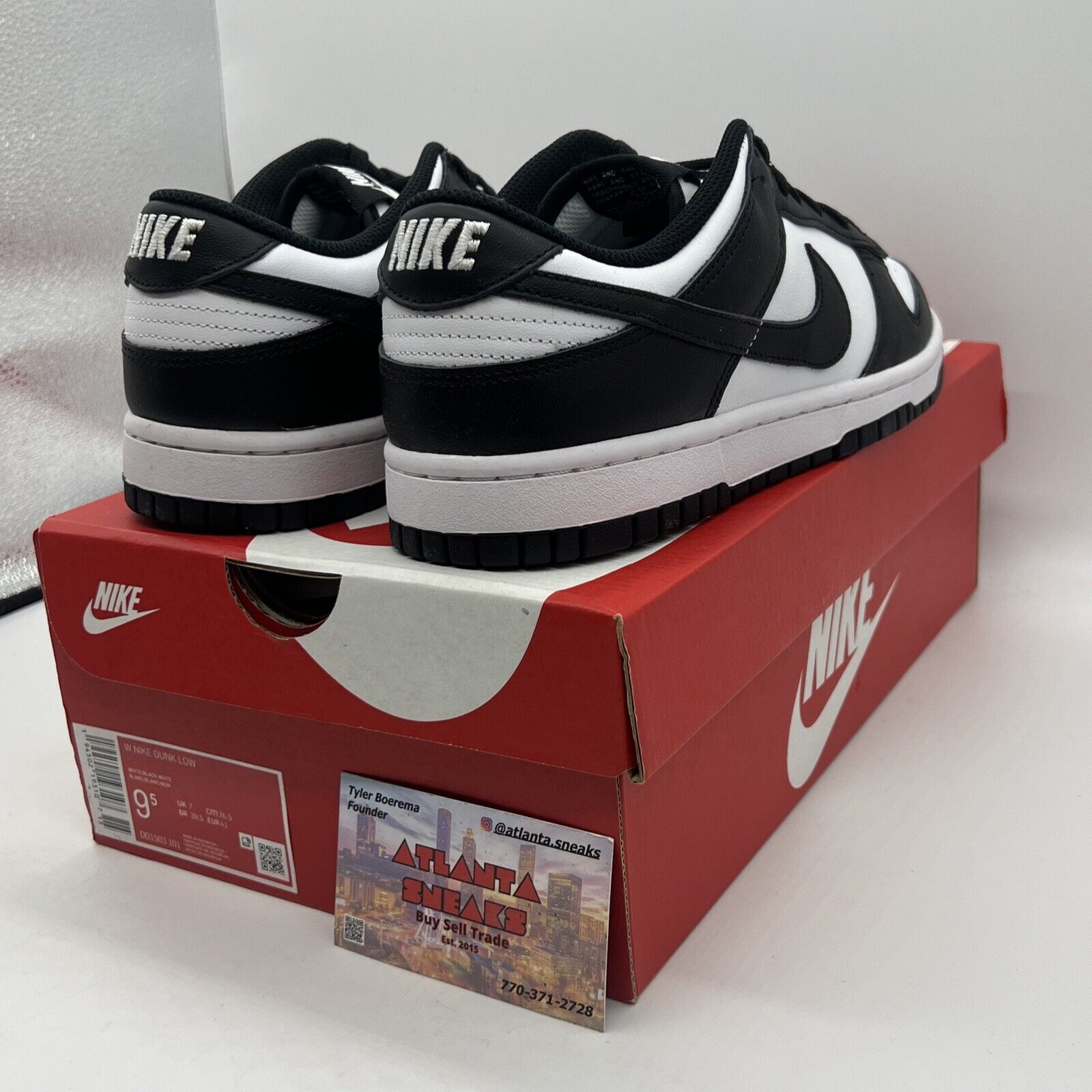 Size 9.5 - Nike Dunk Low Black White W Brand New Og All