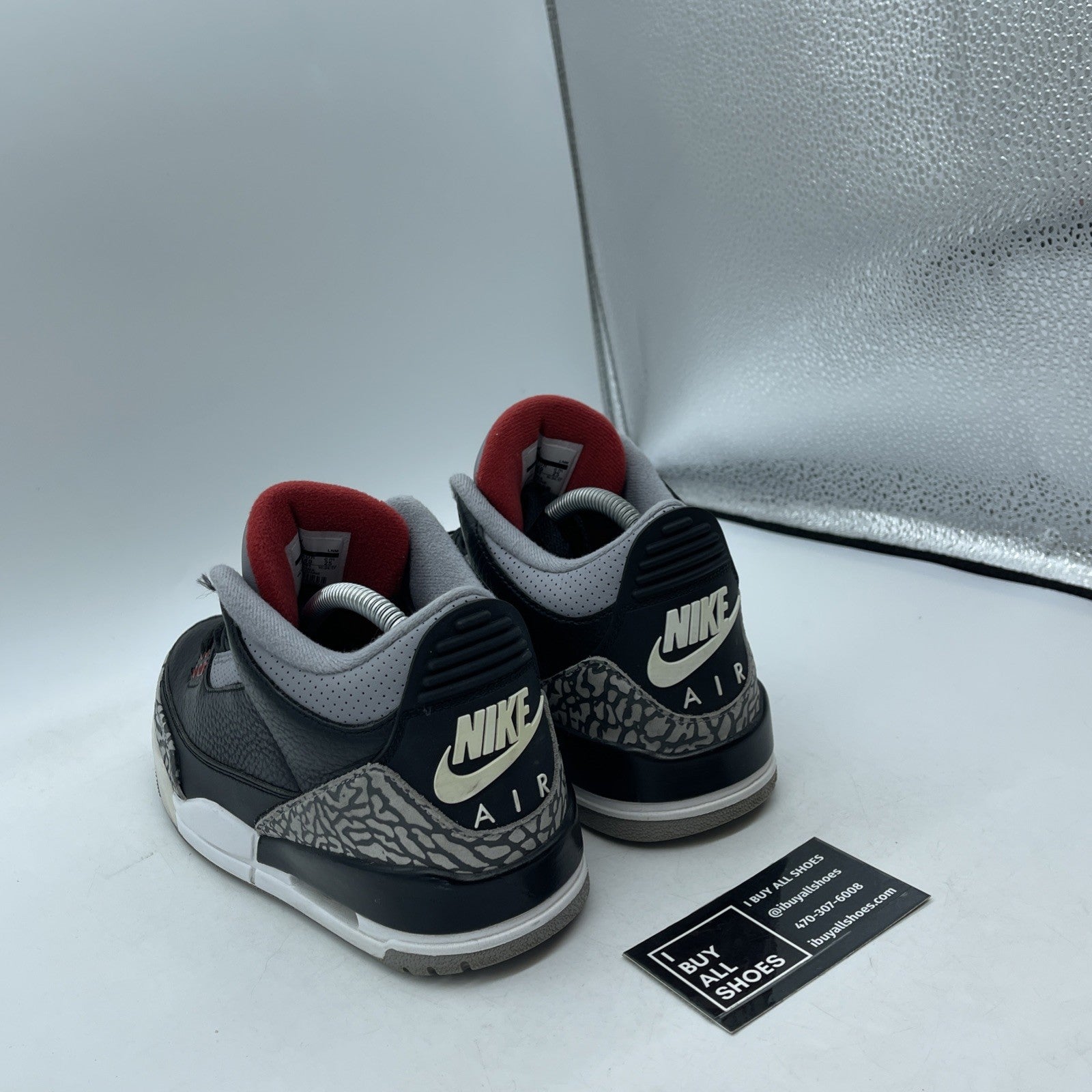 Size 7 - Jordan 3 Retro OG Mid Black Cement Grey Suede Leather (854262-001)