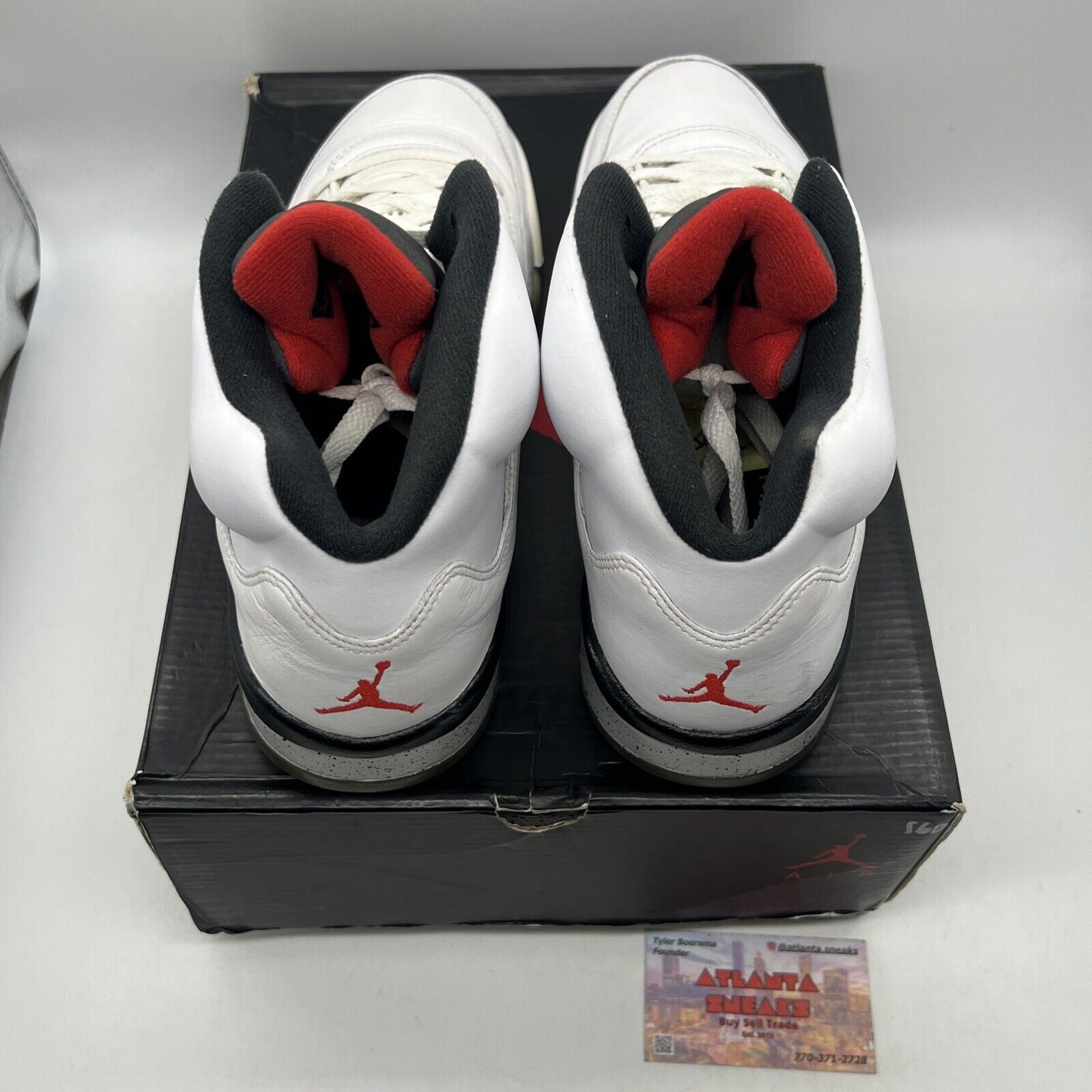 Size 11.5 - Air Jordan 5 Retro White Cement Black Red White Leather (136027-104)