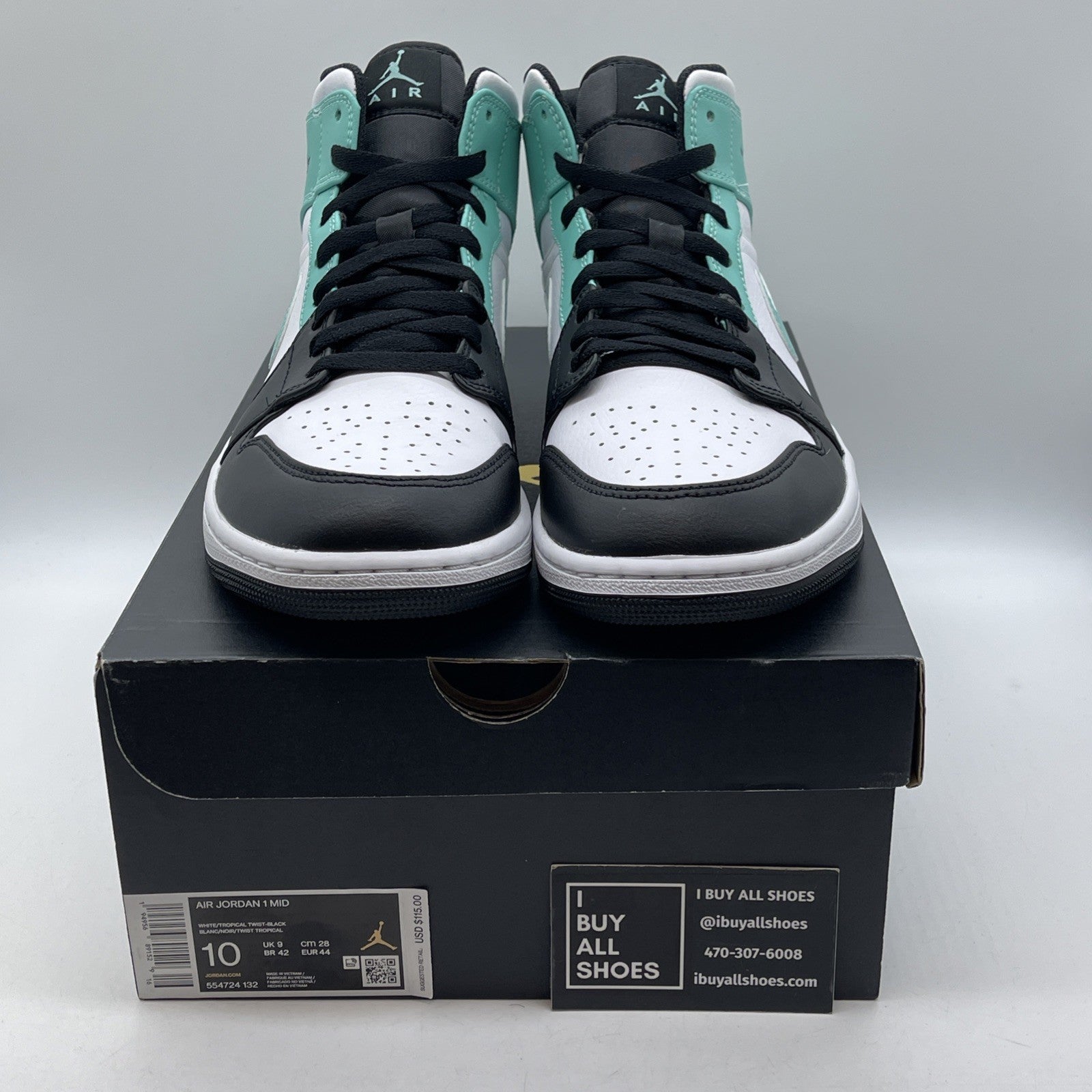 Size 10 - Air Jordan 1 Mid Tropical Twist White Blue Leather (554724-132)