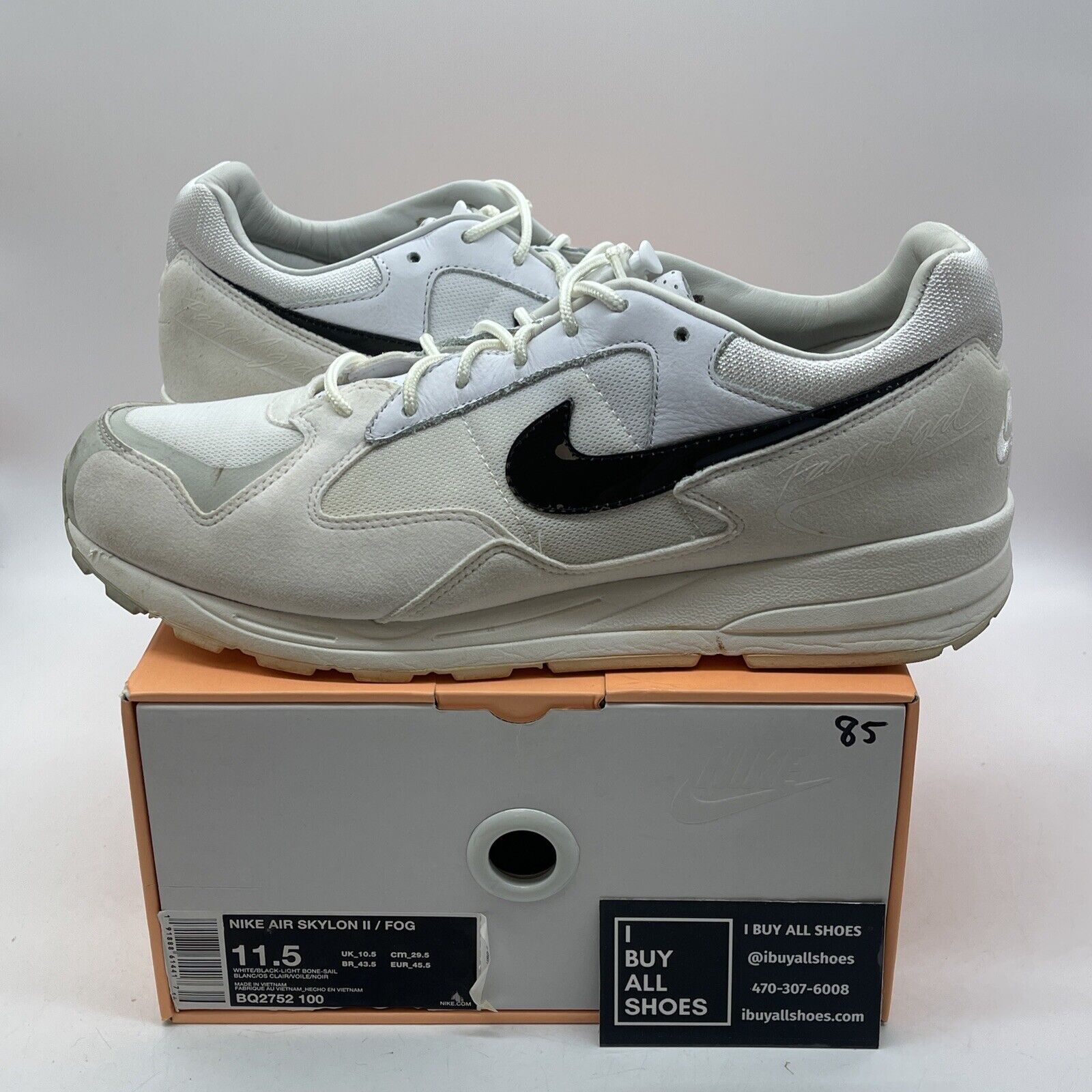 Size 11.5 - Nike Fear Of God x Air Skylon 2 White Suede Leather (BQ2752-100)