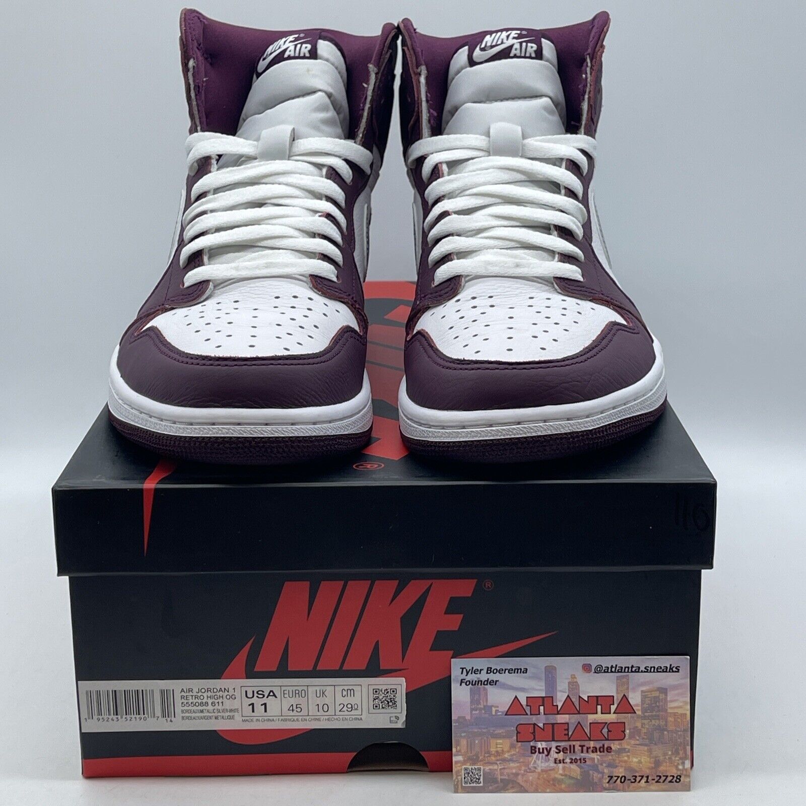 Size 11 - Jordan 1 Retro High OG Bordeaux White Sliver Leather (555088-611)