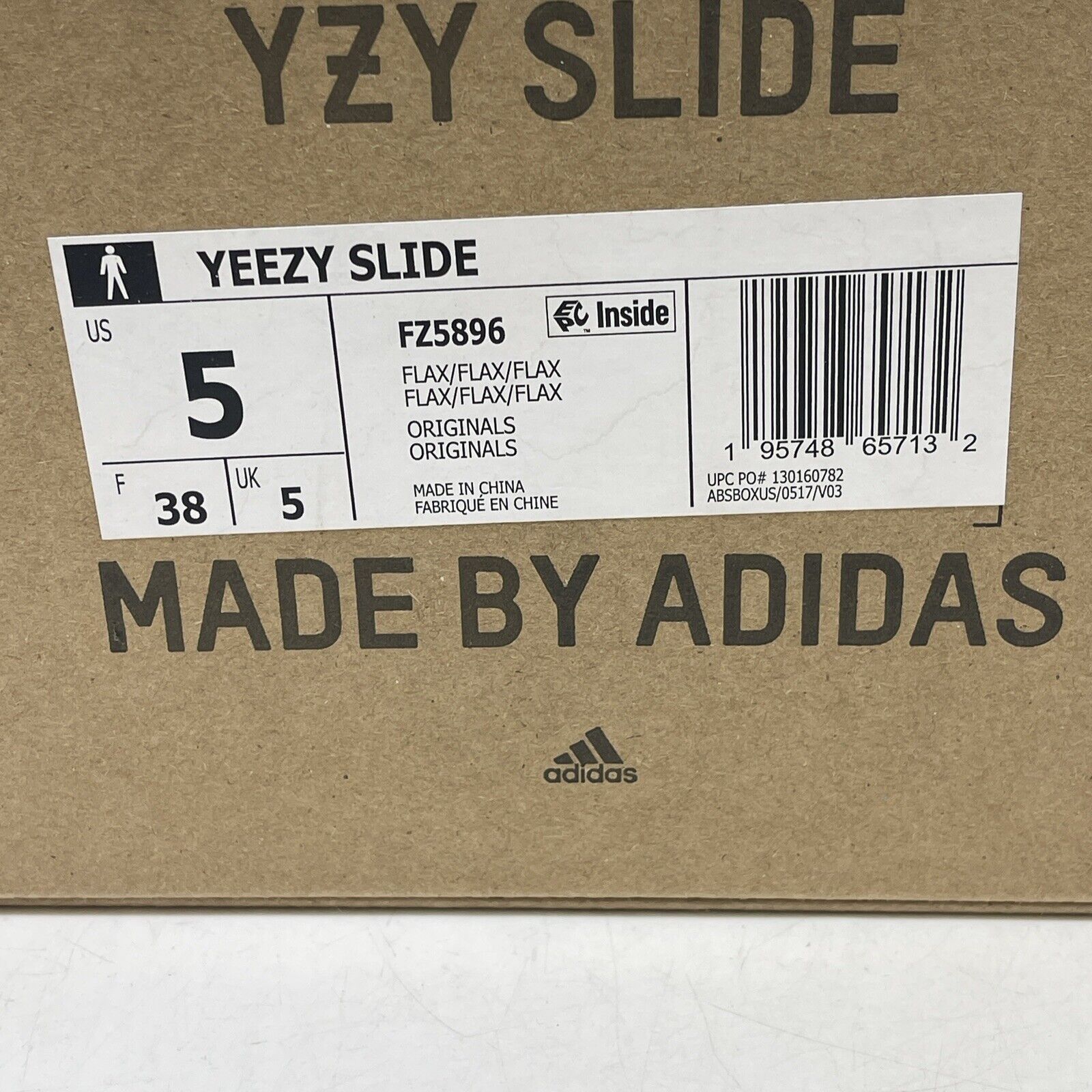 Size 5 - Adidas Yeezy Slides Flax Brown Rubber  (FZ5896)