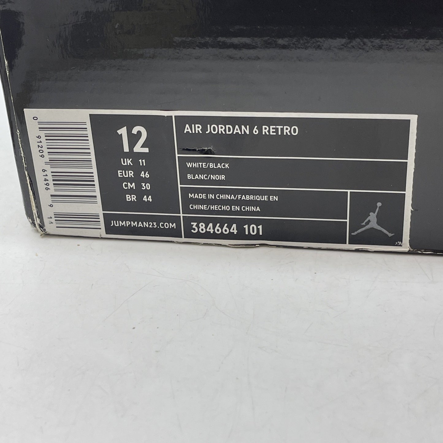 Size 12 - Air Jordan 6 Retro Oreo (384664-101)