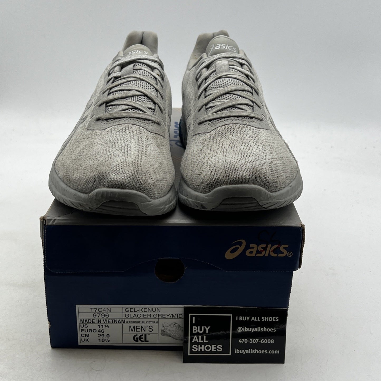 Size 11.5 - Asics Gel-Kenun Gray Mesh Athletic Running Sneakers (T7C4N-9796)
