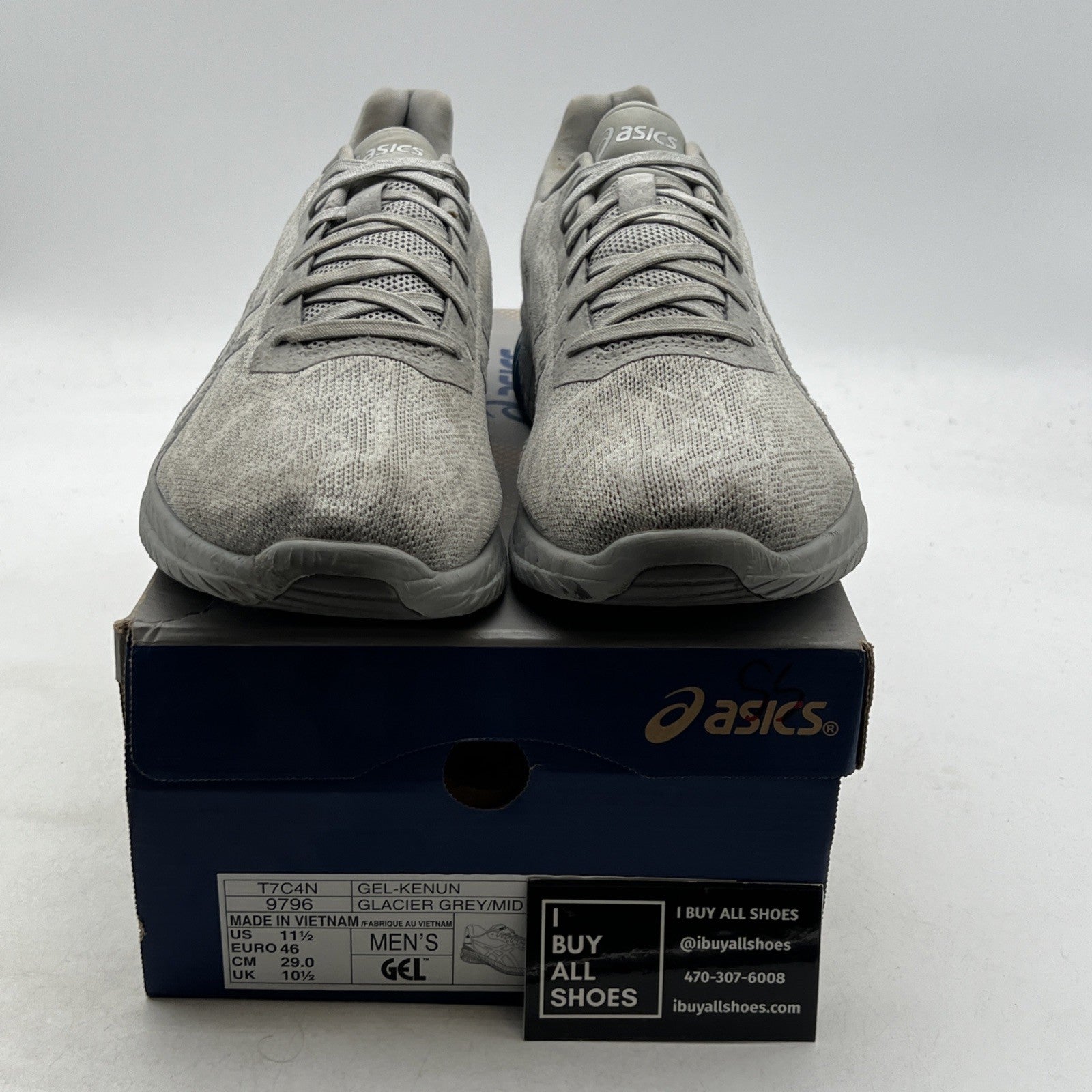 Size 11.5 - Asics Gel-Kenun Gray Mesh Athletic Running Sneakers (T7C4N-9796)