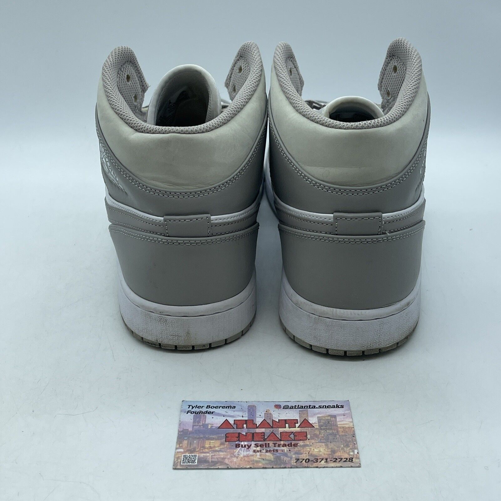 Size 12 - Air Jordan 1 Mid College Grey White Suede Leather (554724-082)