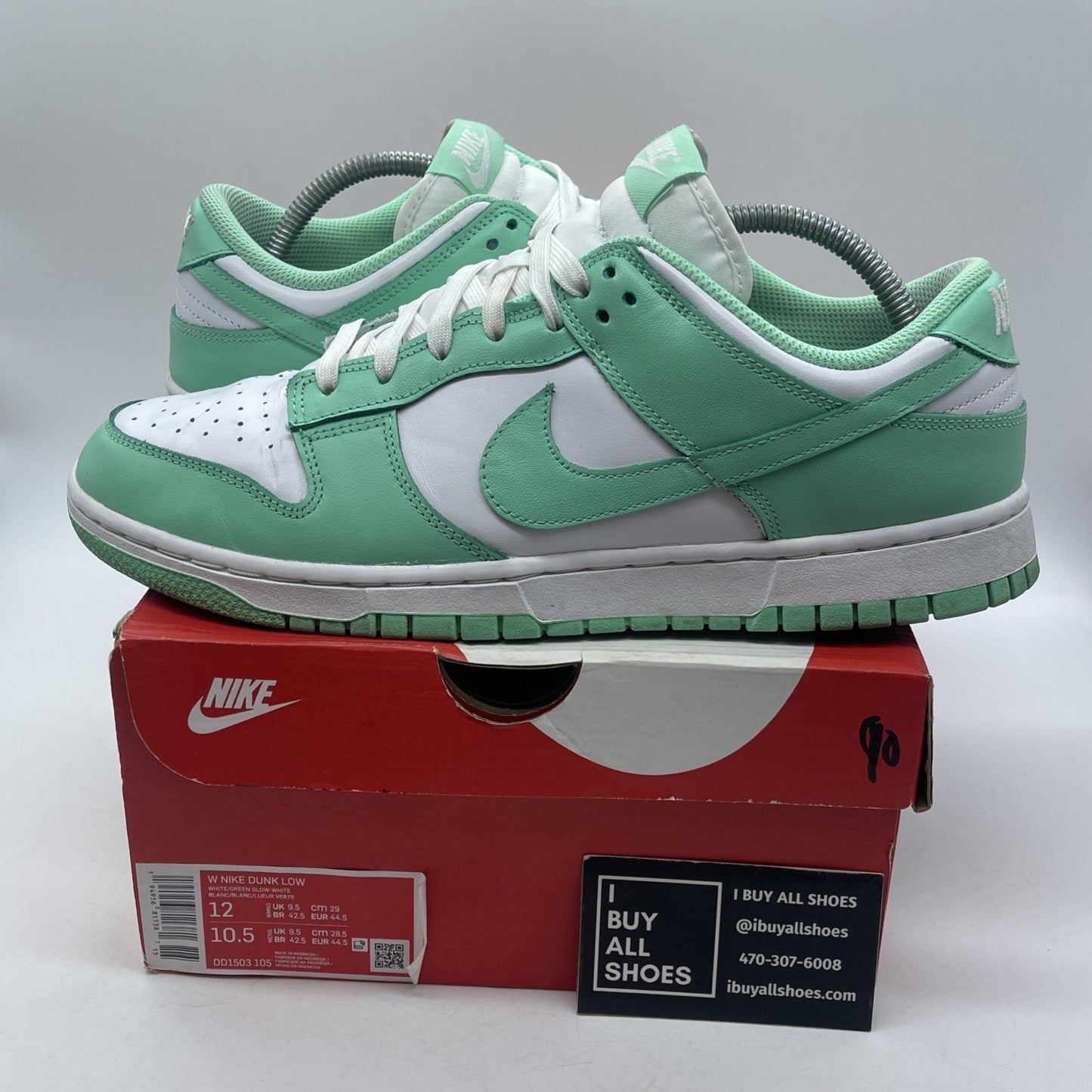 Size 12W - Nike Dunk Low Green Glow Blue White Leather (DD1503-105)