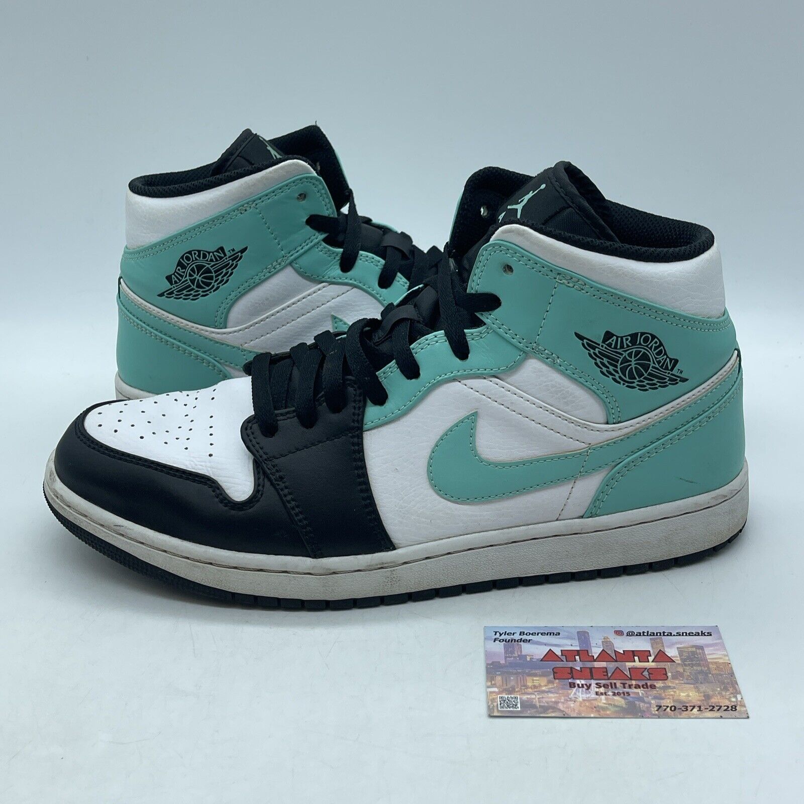 Size 11 - Air Jordan 1 Mid Tropical Twist Blue Hire Black Leather (554724-132)