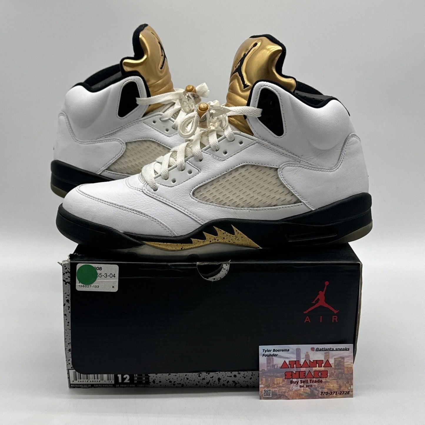 Size 12 - Jordan 5 Retro Olympic 2016 White Gold Black Icy Soles OG All Speckle