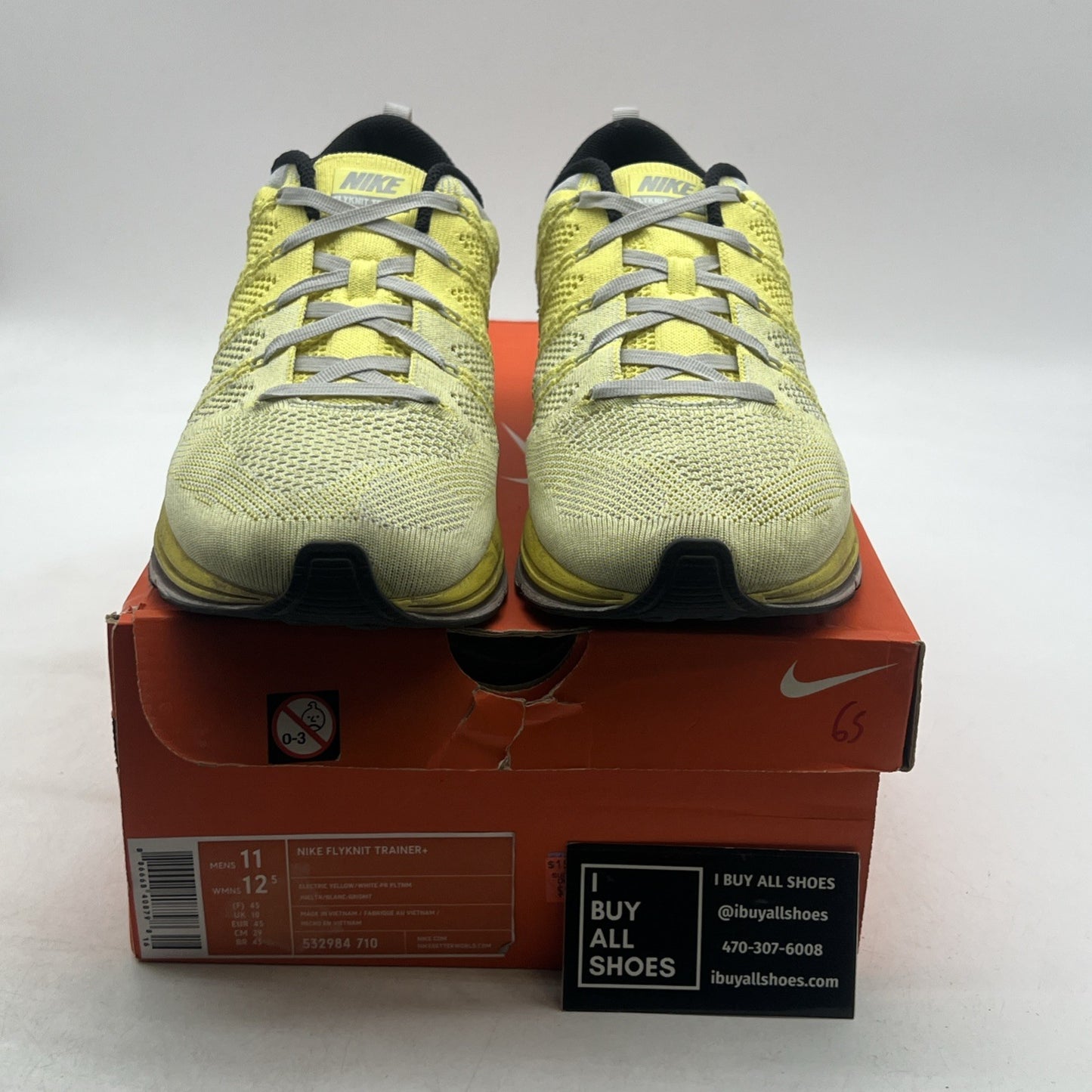 Size 11 - Nike Flyknit Trainer+ Yellow (532984-710)