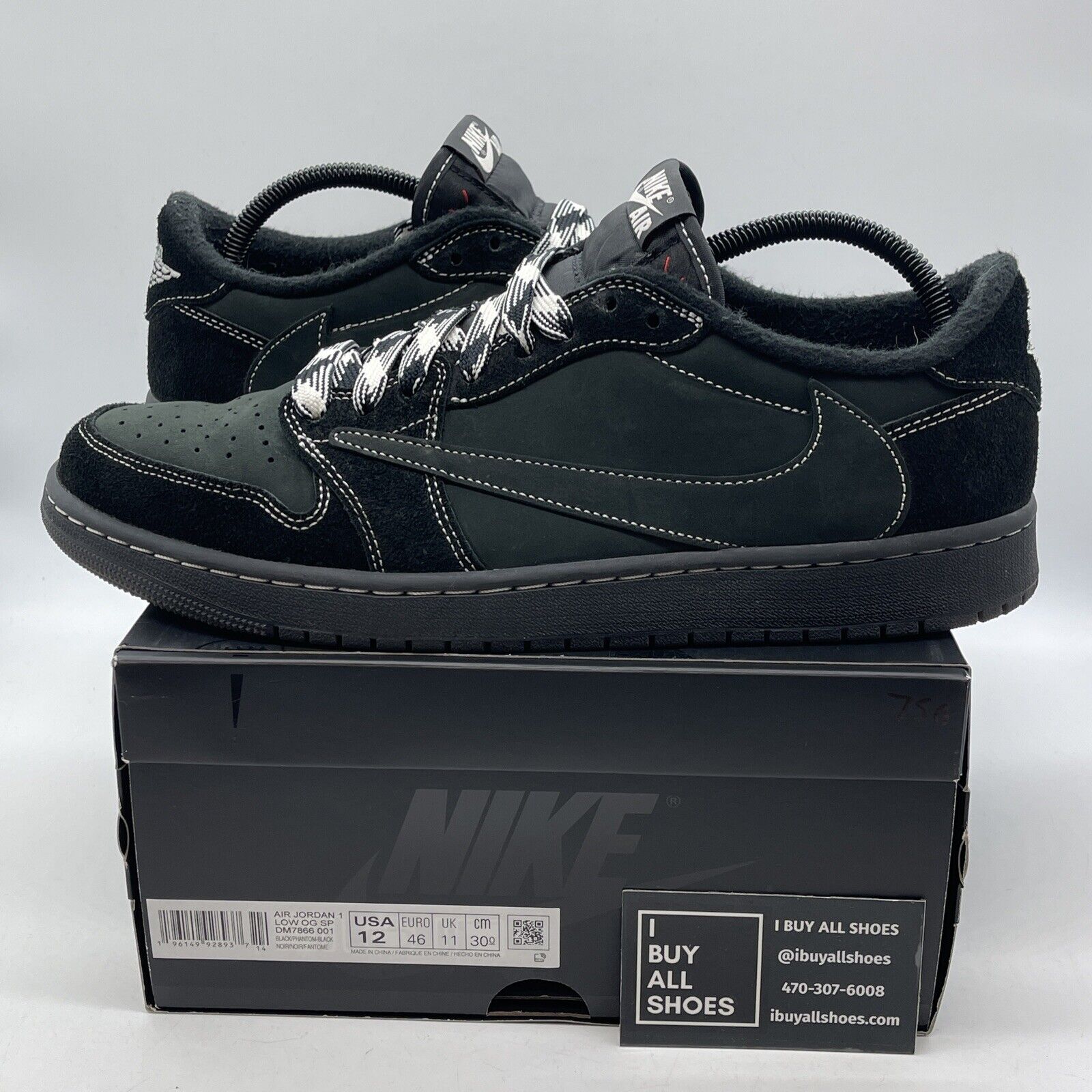 Size 12 - Jordan 1 Retro Low OG SP x Travis Scott Black Phantom (DM7866-001)