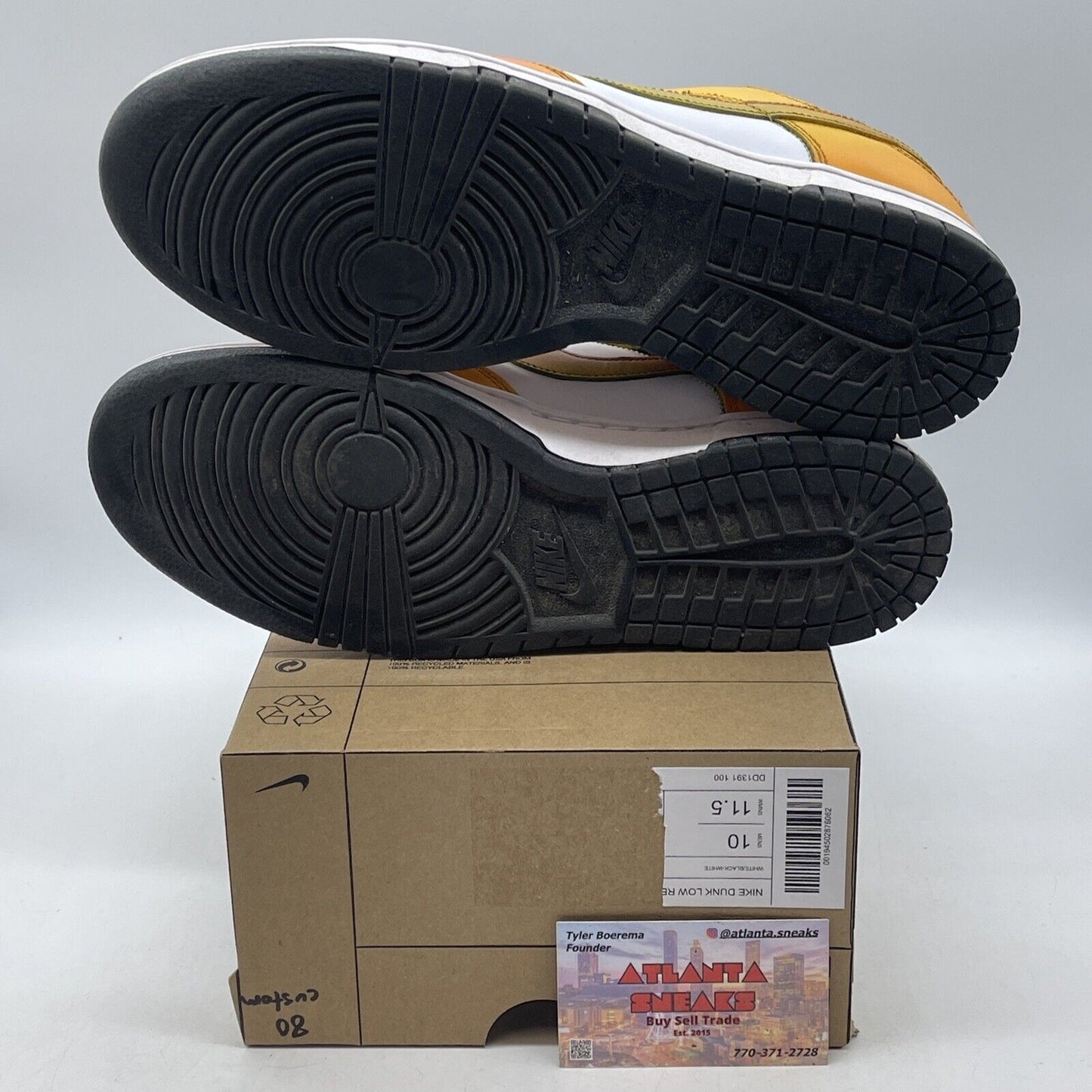 Size 10 - Nike Dunk Low Black White Yellow Pink Leather Custom* (DD1391-100)