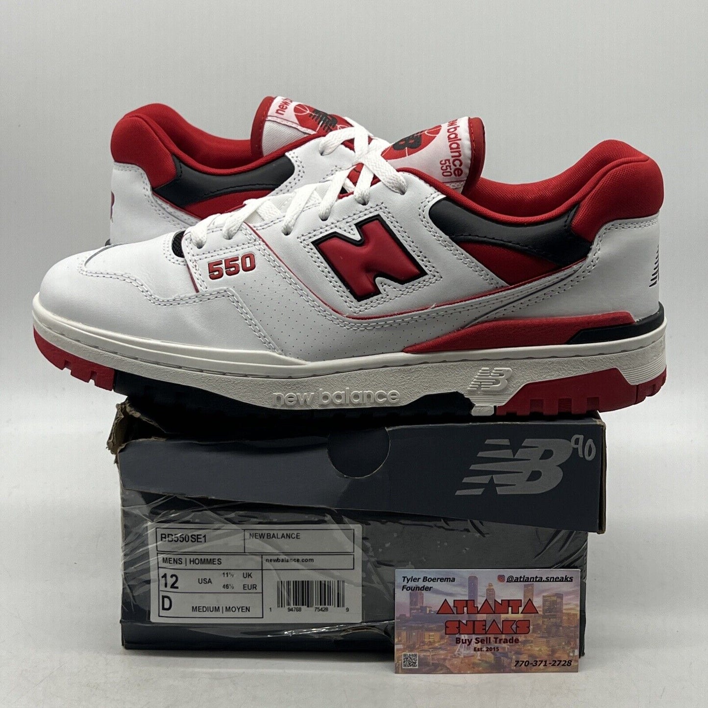 Size 12 - New Balance 550 White Team Red Black Leather (BB550SE1)