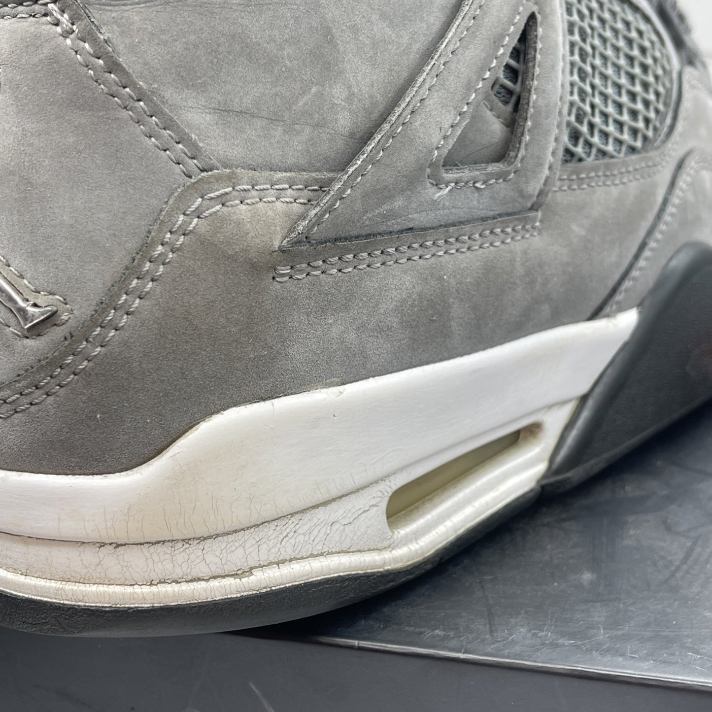 Size 9.5 - Jordan 4 Retro Low Cool Grey Silver White Suede (308497-007)