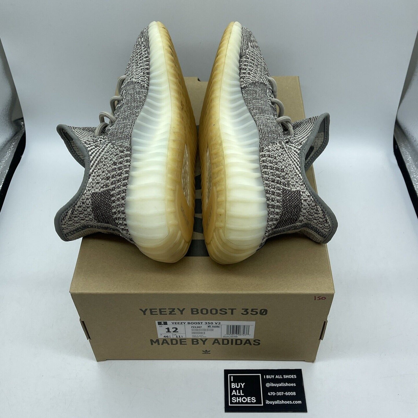 Size 12 - adidas Yeezy Boost 350 V2 Low Zyon White Black Suede (FZ1267)