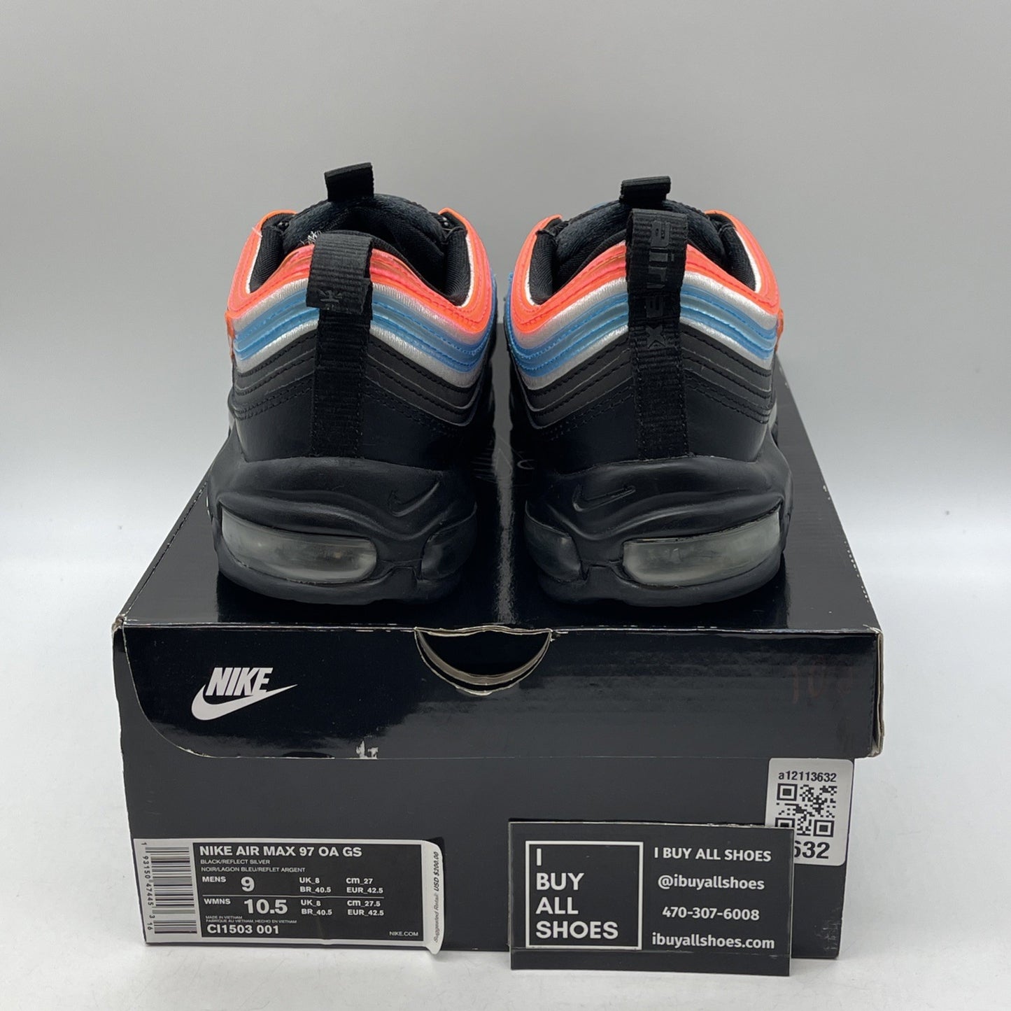 Size 9 - Nike Air Max 97 On Air: Neon Seoul Black Leather (CI1503-001)