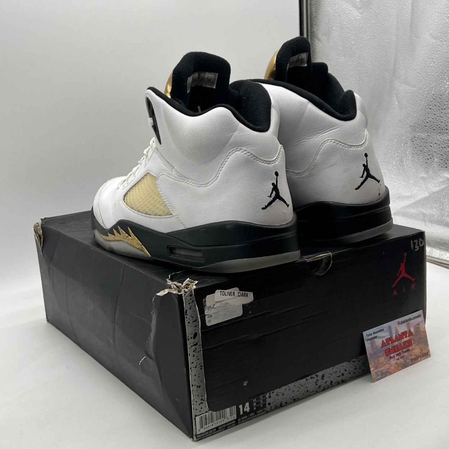 Size 14 - Air Jordan 5 Retro Olympic White Black Gold (136027-133)