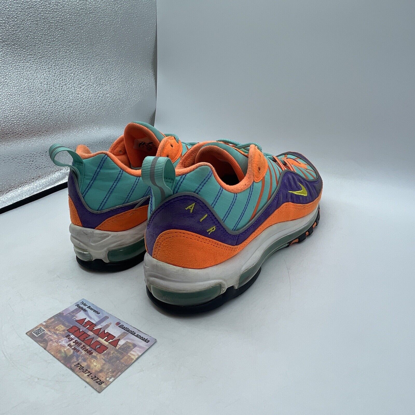 Size 10 - Nike Air Max 98 QS Cone Orange Purple Blue White (924462-800)