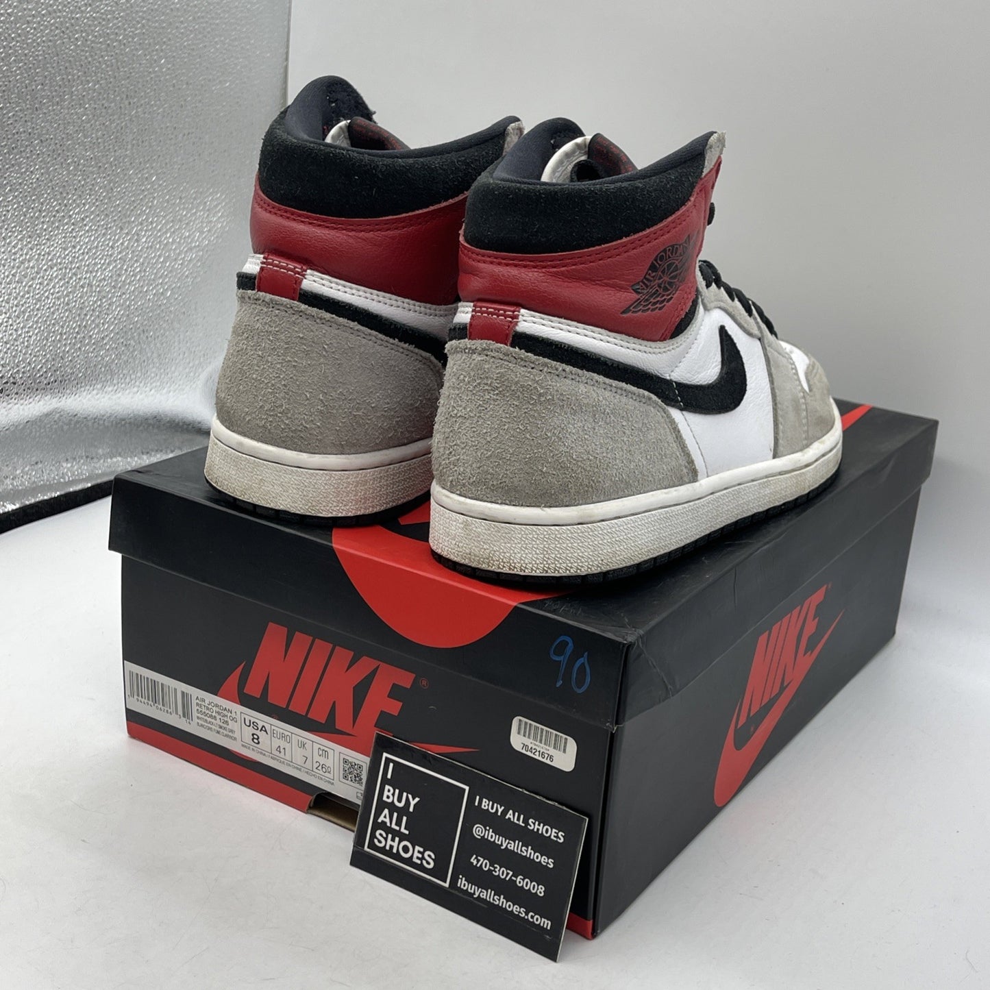 Size 8 - Jordan 1 Retro High OG Smoke Gray 2020 Suede Leather (555088-126)