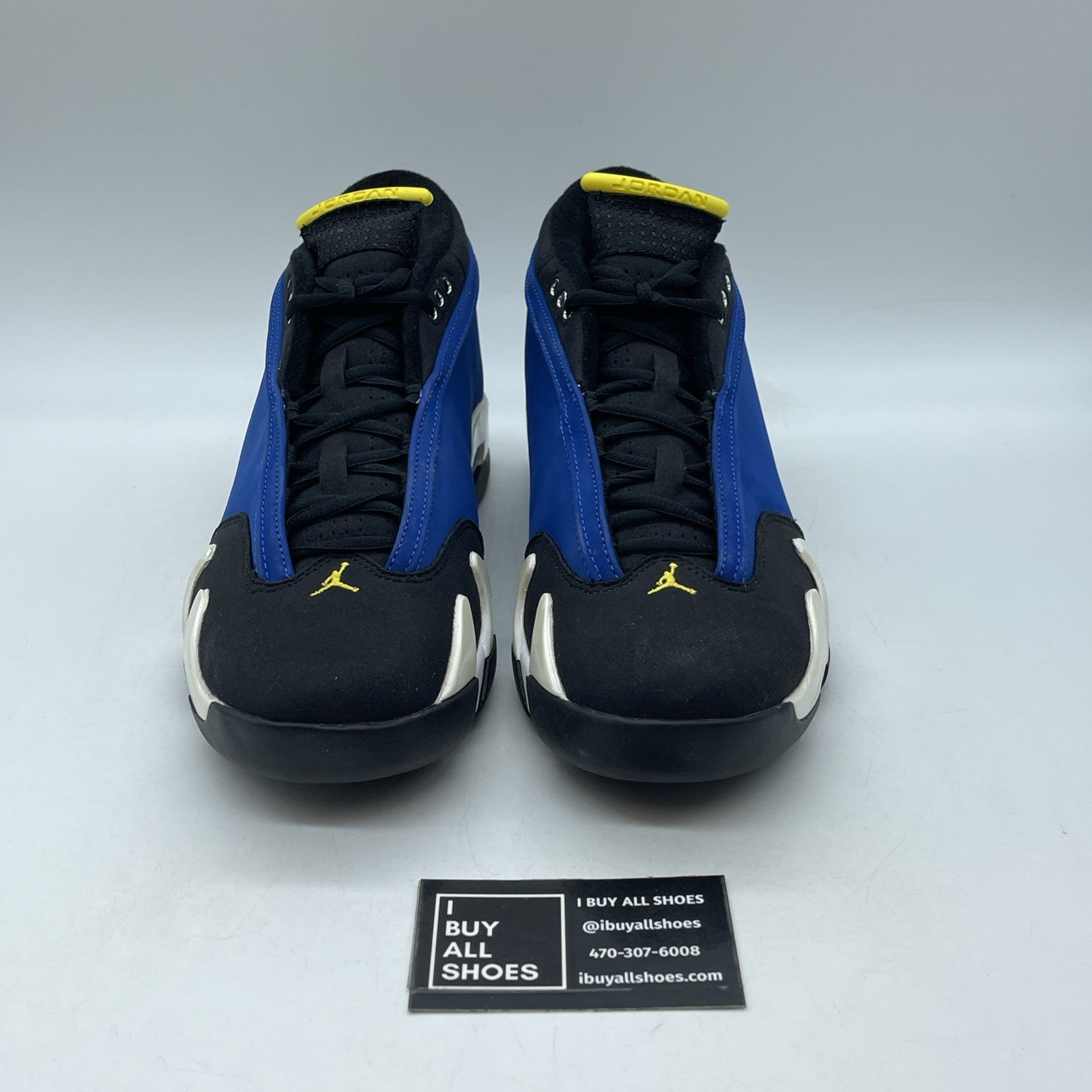 Size 9.5 - Air Jordan 14 Retro 2015 Low Laney Blue Black Suede (807511-405)