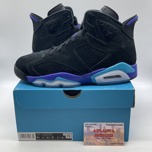 Size 8.5 - Air Jordan 6 Retro Aqua Purple Black Suede (CT8529-004)