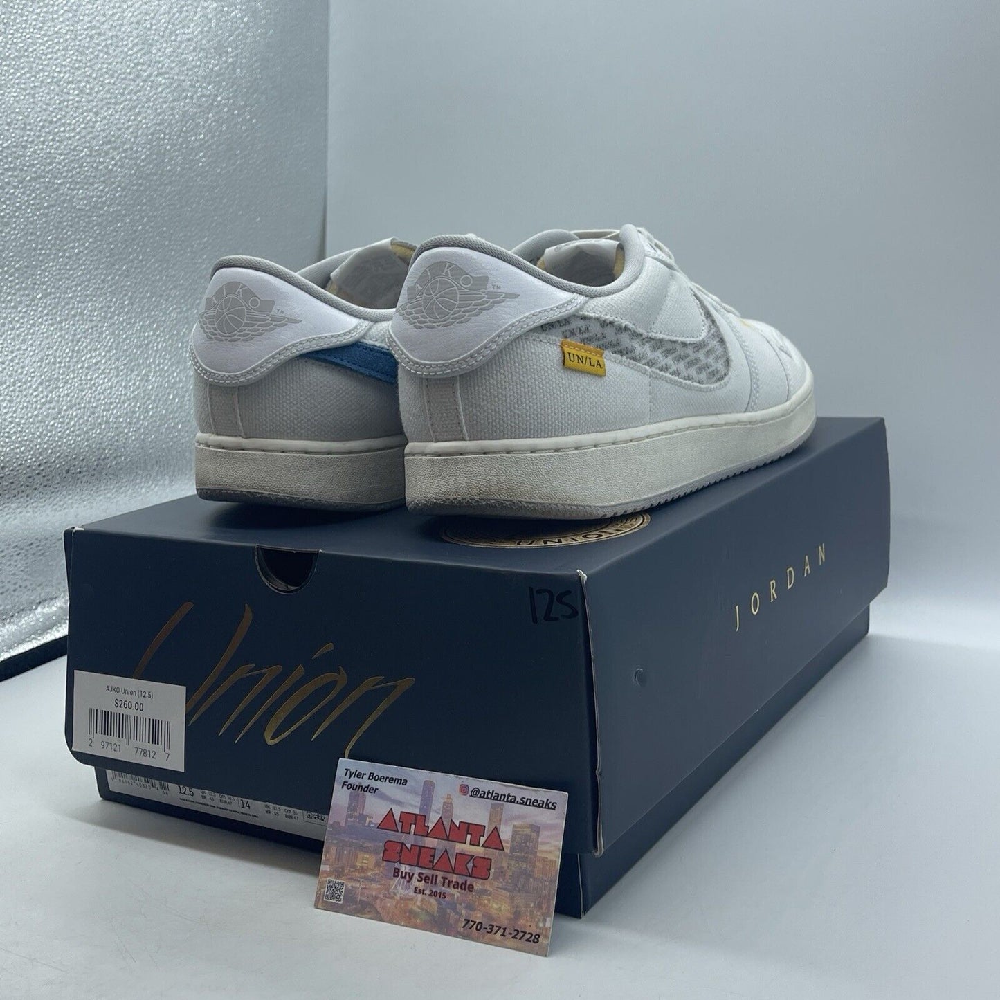 Size 12.5 - Jordan 1 KO x Union LA Low White Neutral Grey Blue (DO8912-101)