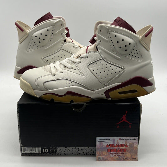 Size 10 - Air Jordan 6 Retro 2015 Maroon White Leather (384664-116)