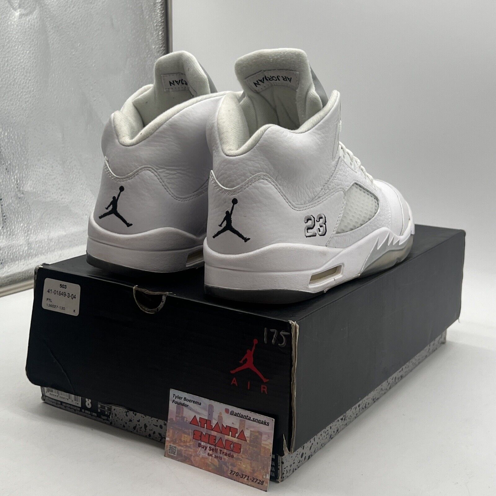 Size 8 - Air Jordan 5 Retro 2015 Metallic White Grey Leather (136027-130)