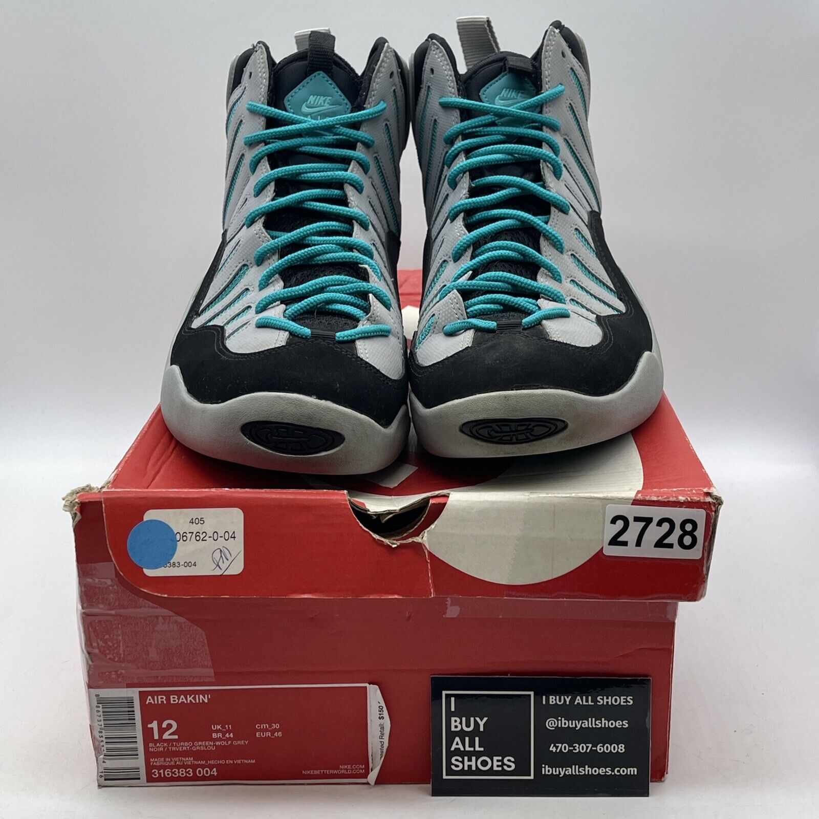 Size 12 - Nike Air Bakin Gray Black Blue Suede (316383-004)