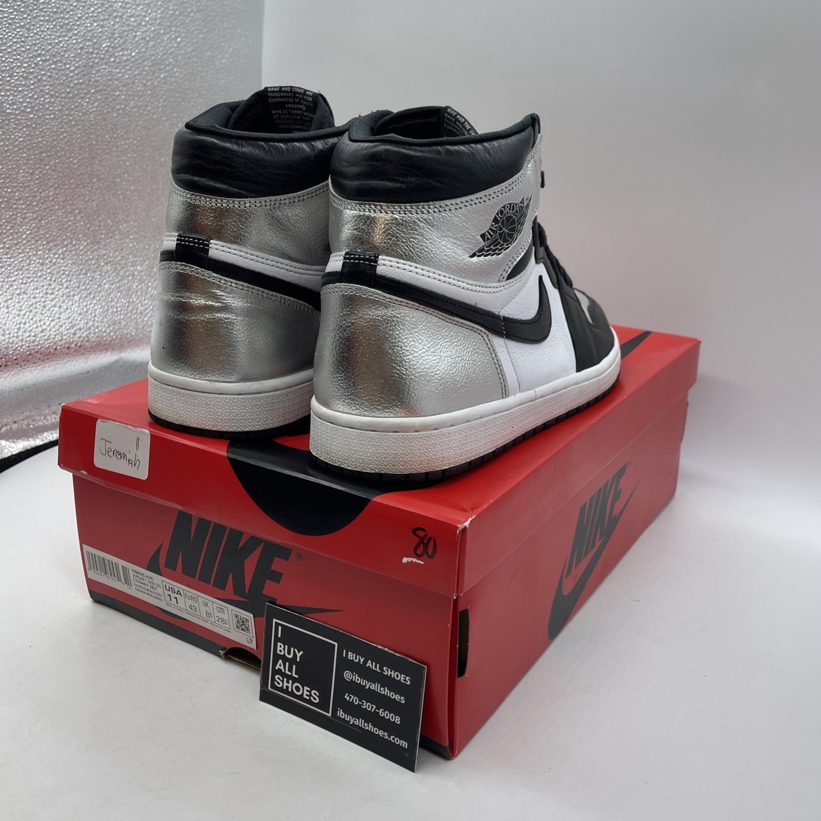 Size 11W- Air Jordan 1 High OG Metallic Silver (CD0461-001)