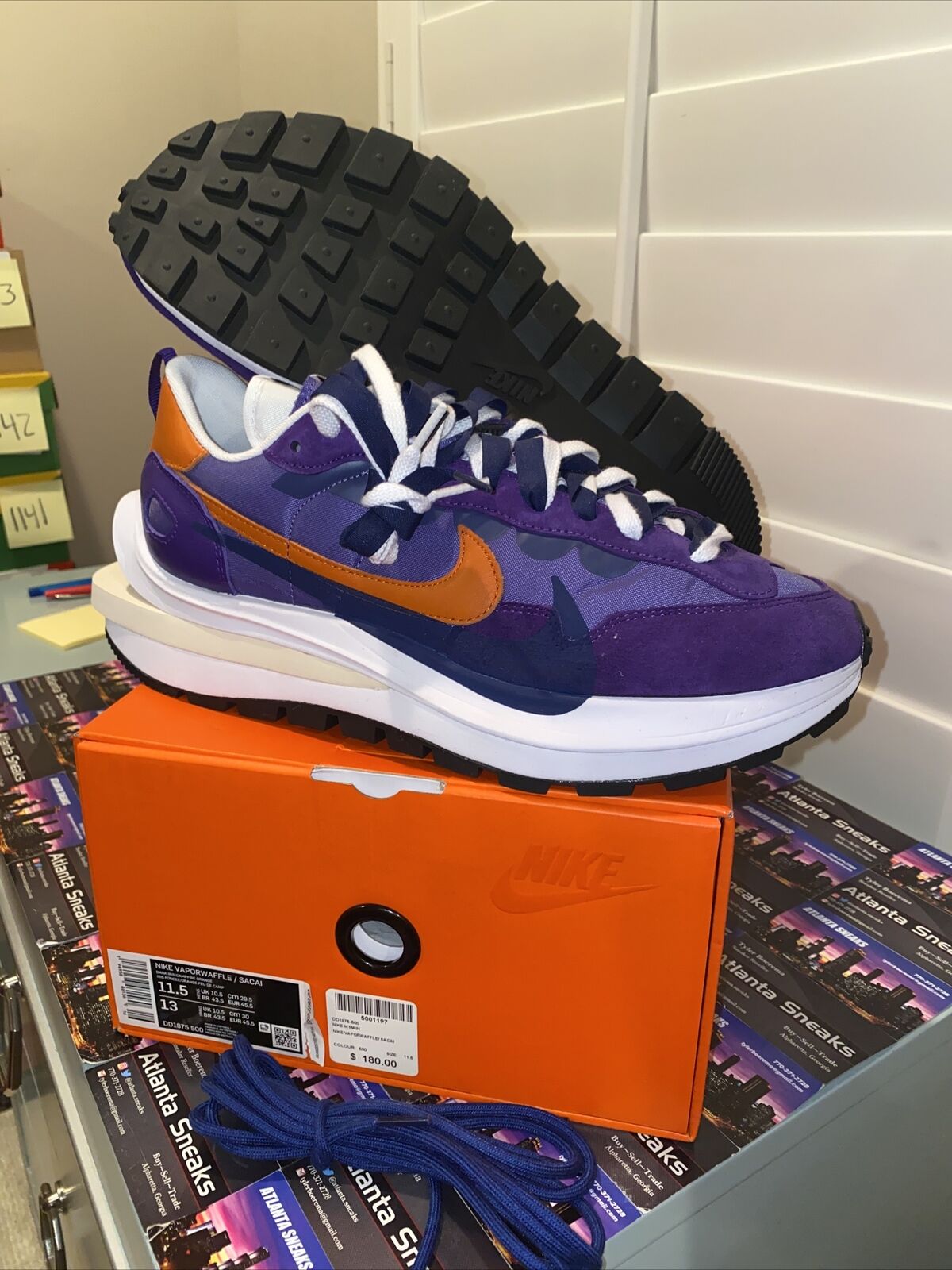 Size 11.5 - Nike VaporWaffle x Sacai Dark Iris Purple Orange White New OG