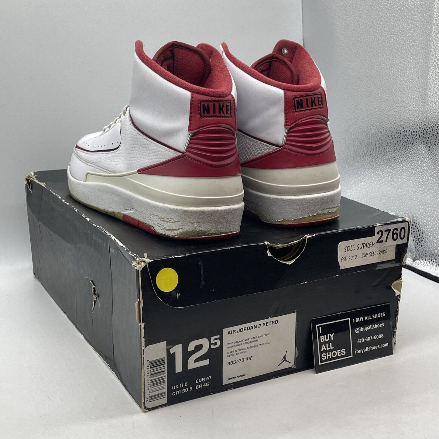 Size 12.5 - Air Jordan 2 Retro Chicago Home White Red Leather (385475102)