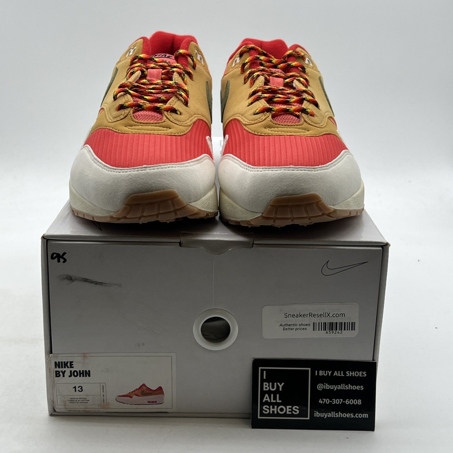 Size 13 - Air Max 1 nike by you (CN9671-991) Bright Crimson Grey