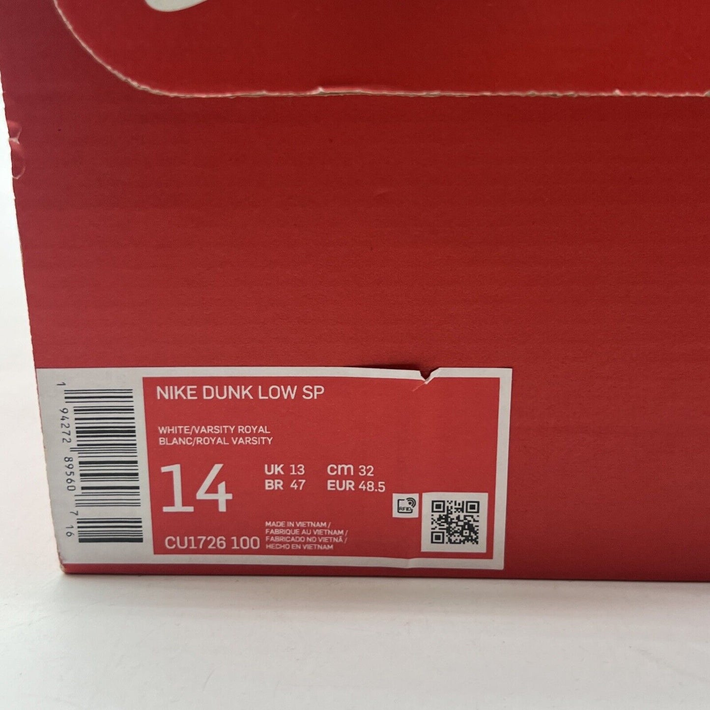 Size 14 - Nike Dunk Low Retro SP Kentucky 2020 (CU1726-100)