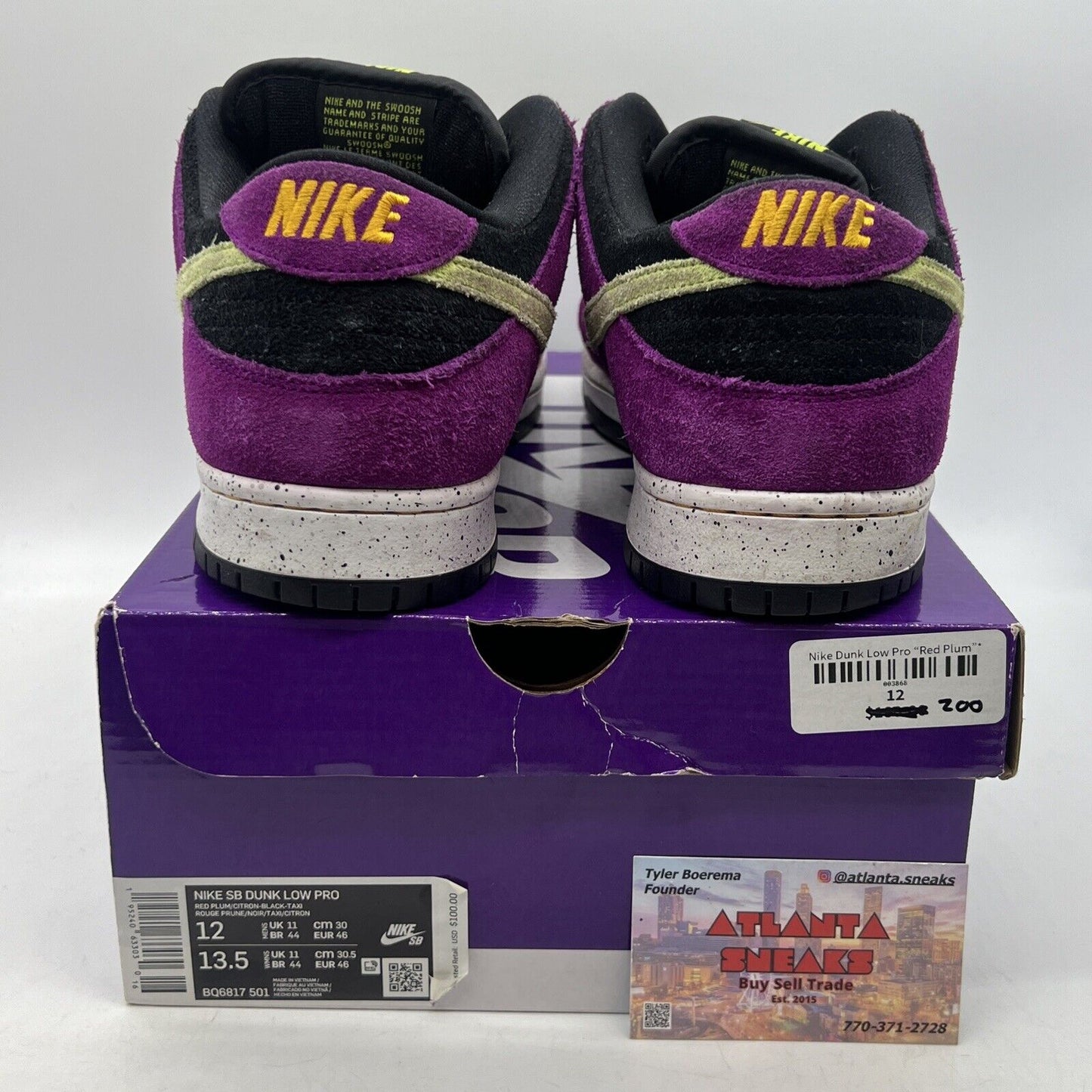 Size 12 - Nike Dunk Pro SB Low Red Plum Black Purple Suede White (BQ6817-501)