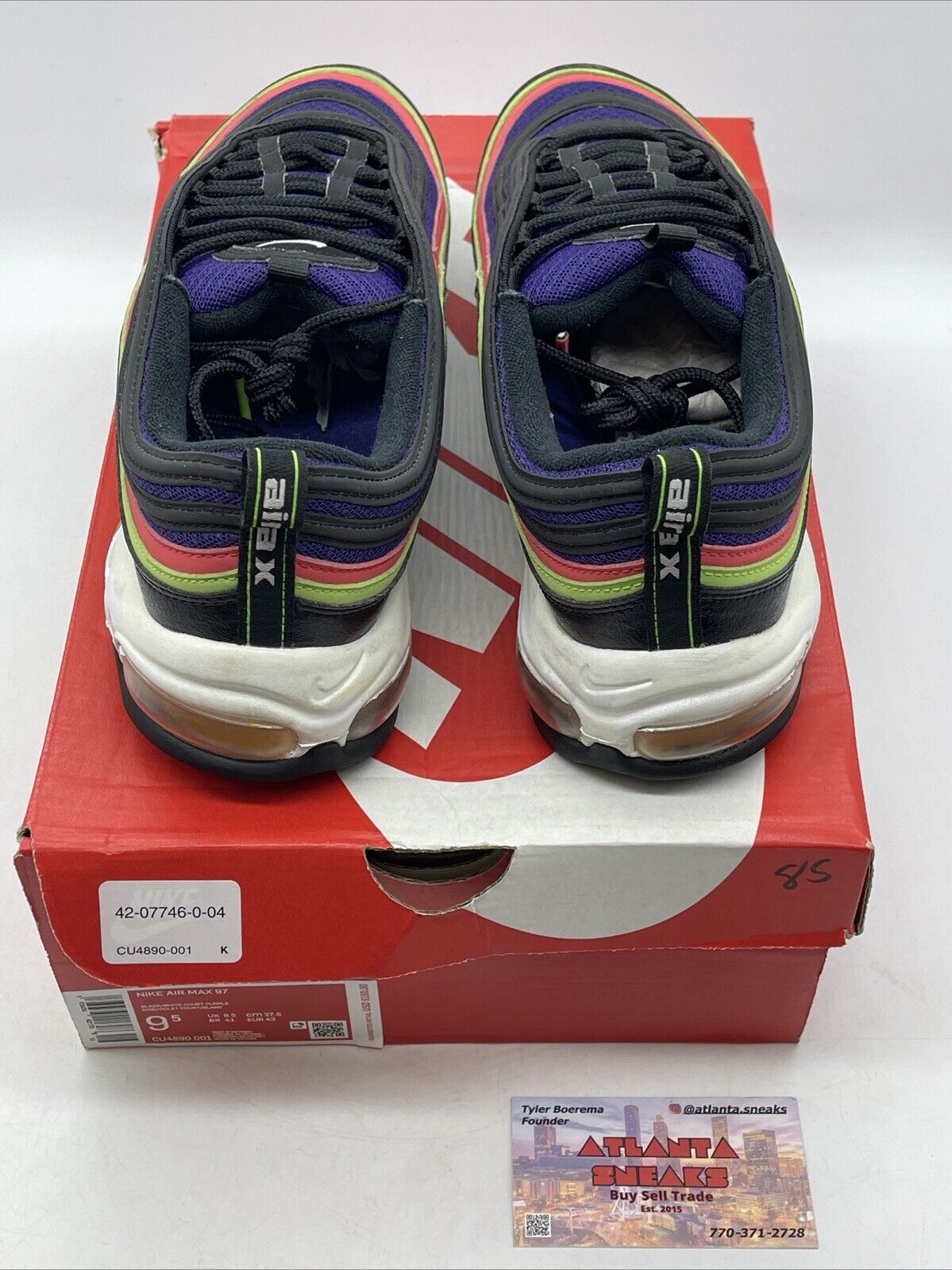 Size 9.5 - Nike Air Max 97 Joker White Black Pink Purple Green (CU4890-001)