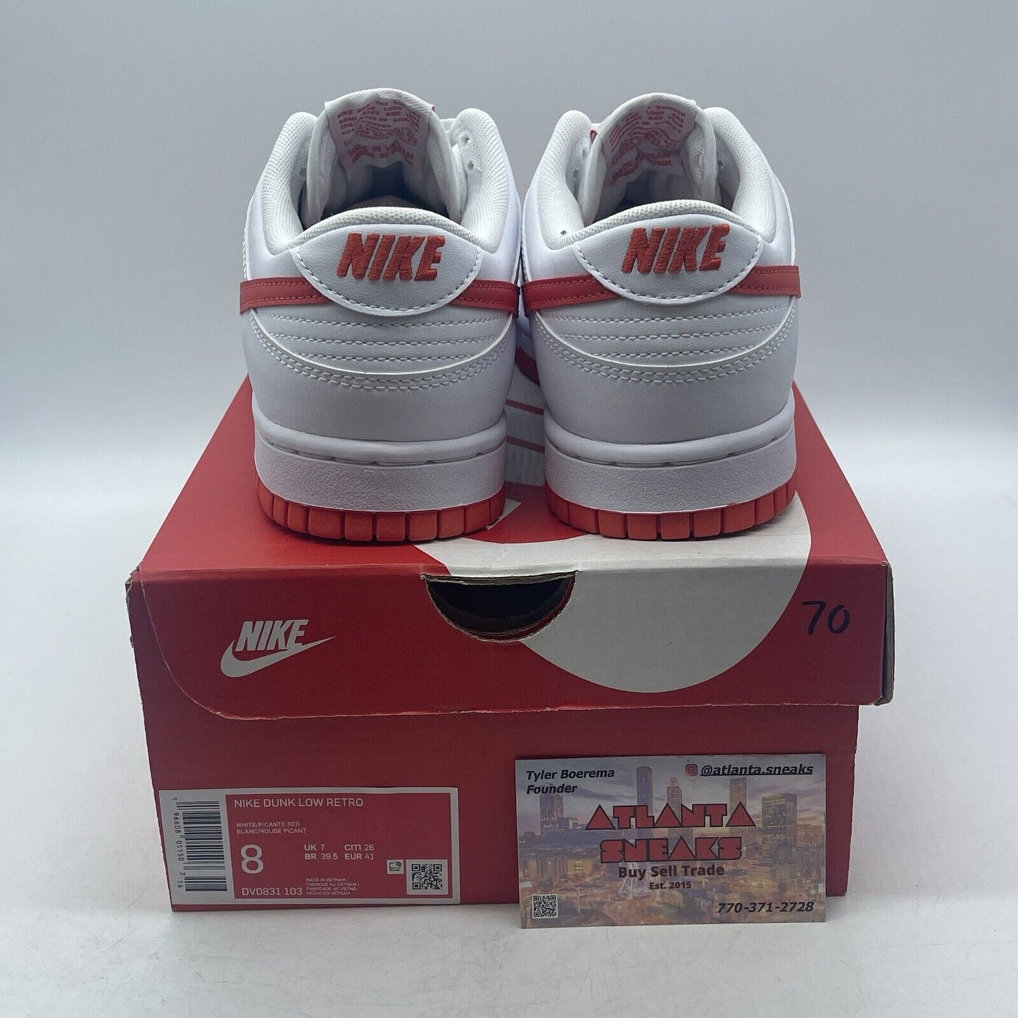 Size 8 - Nike Dunk Low Picante Red White Leather (DV0831-103)