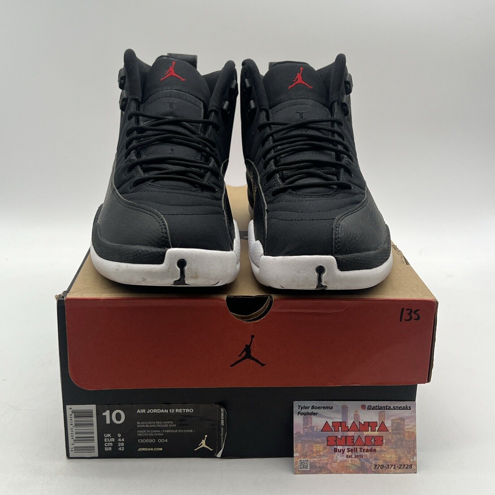 Size 10 - Air Jordan 12 Retro Neoprene Black White Red (130690-004)