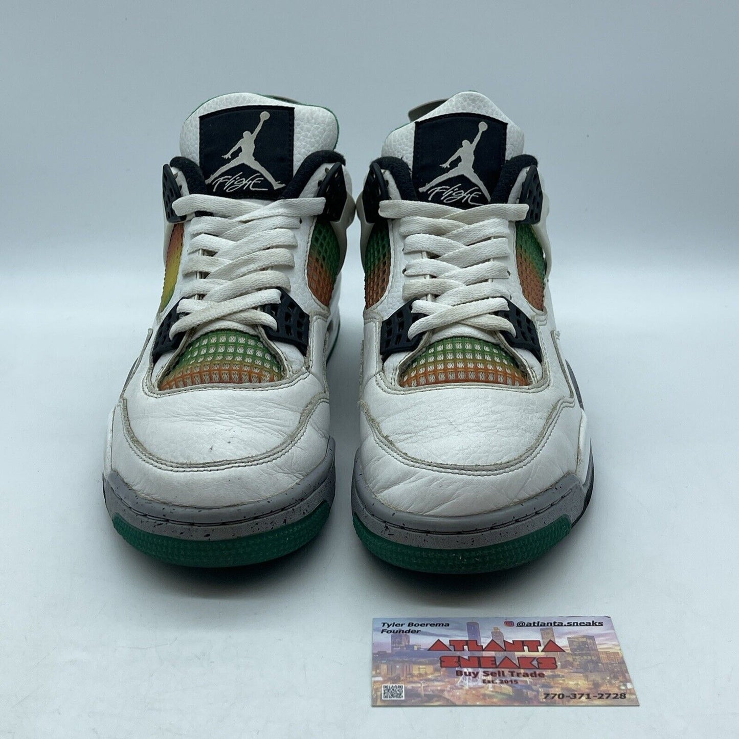 Size 10W - Air Jordan 4 Retro Rasta Green Gray White Orange (AQ9129-100)