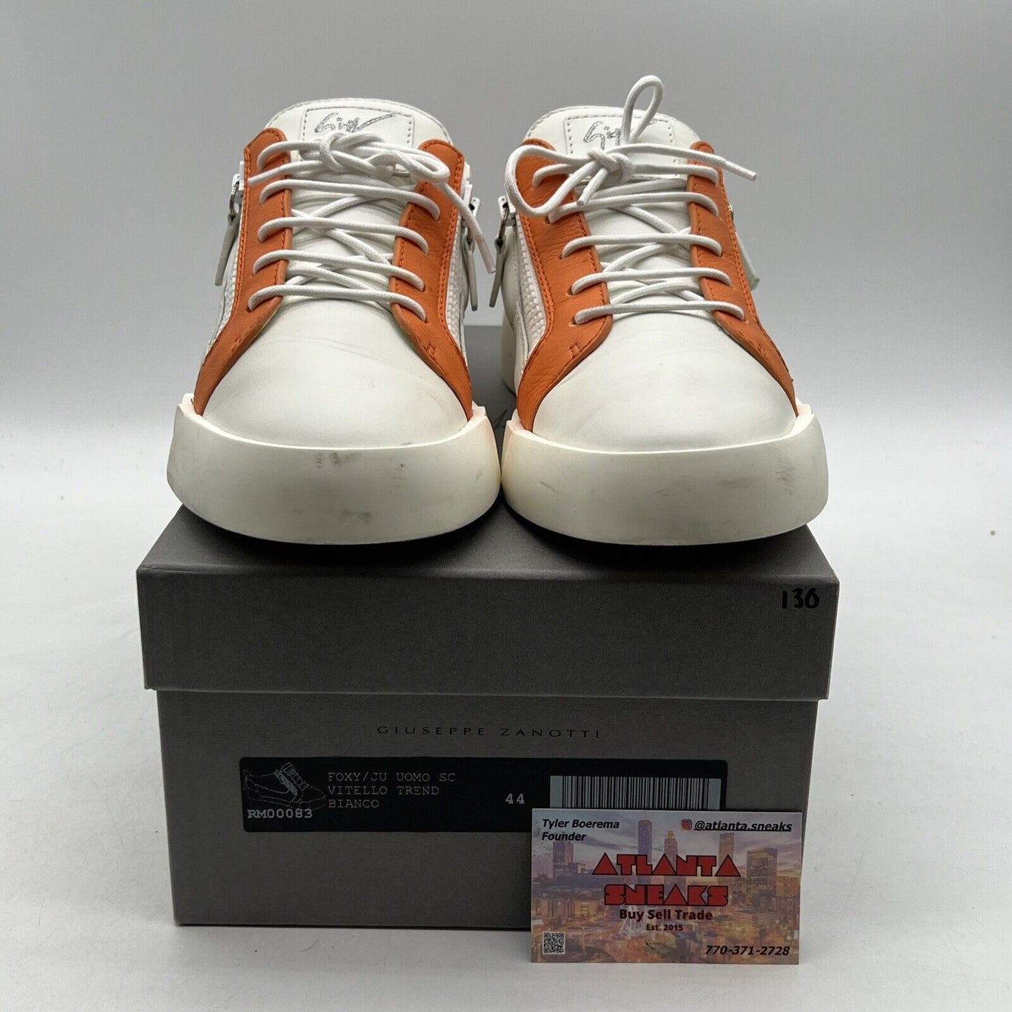 Size 10.5 - Giuseppe Zanotti Men's Low Top Sneakers Orange White